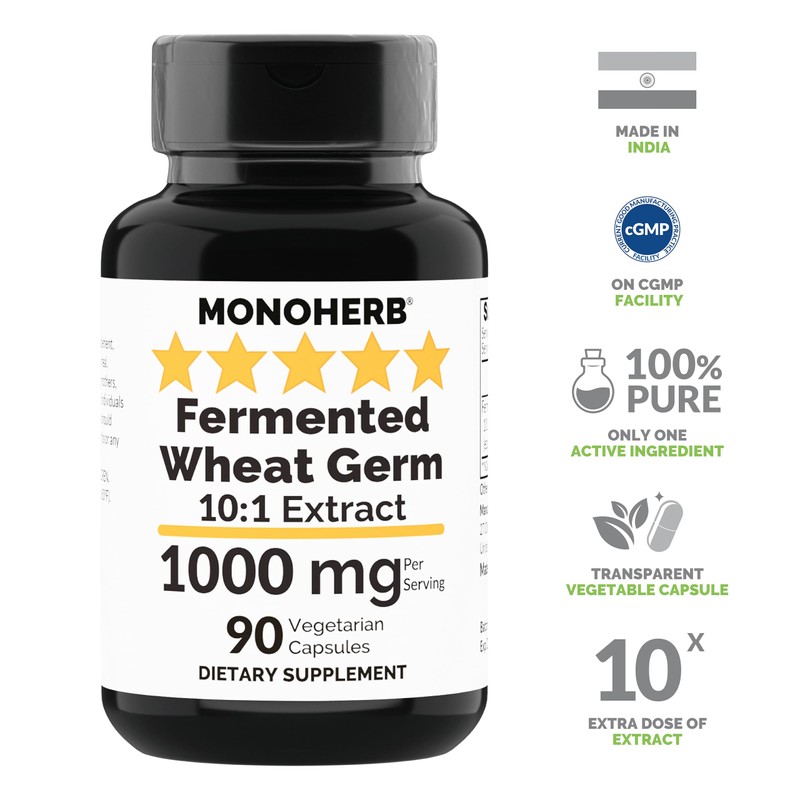 MONOHERB Fermented Wheat Germ Extract 1000 mg - 90 Vegetarian