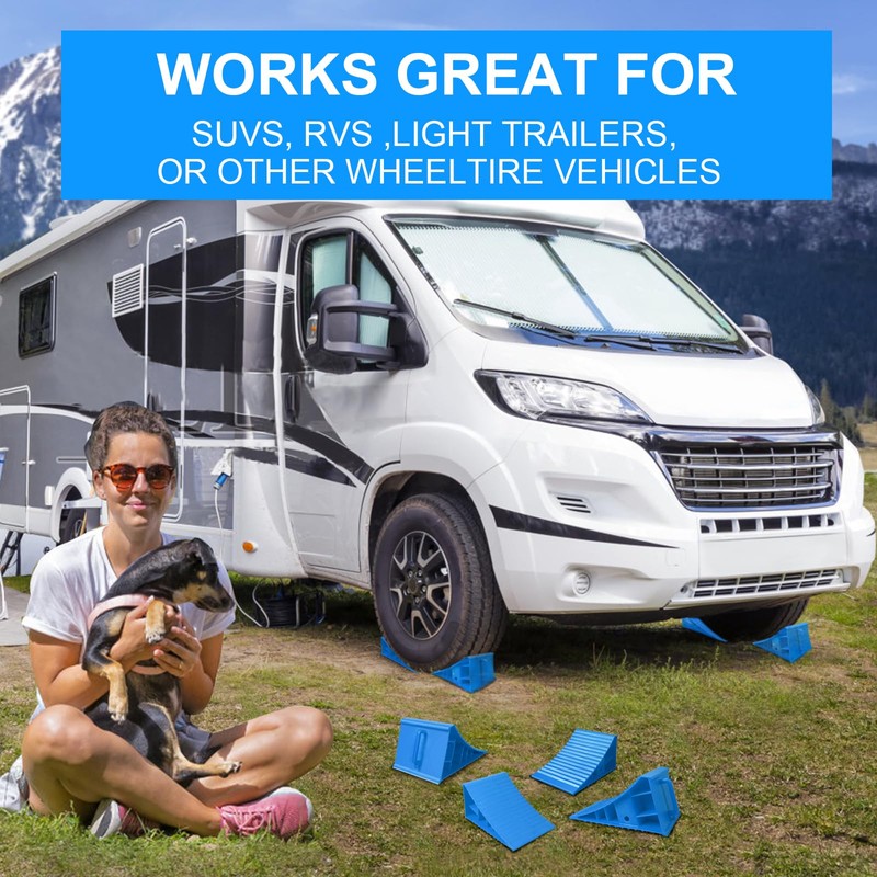 LEIDGG 4Pack Wheel Chocks for RV Trailer Non Slip Heavy