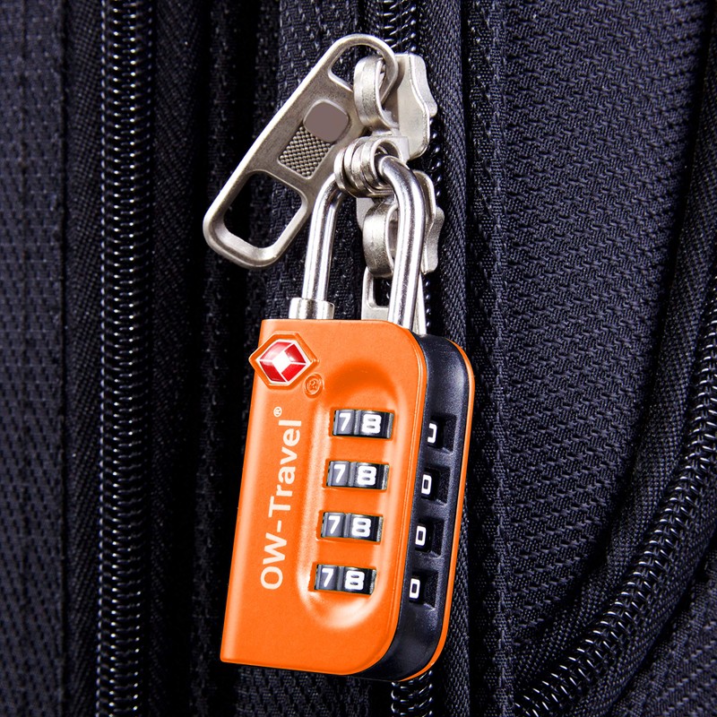 OW-Travel Luggage Locks TSA Approved (2 Pack Orange) 4 Digit