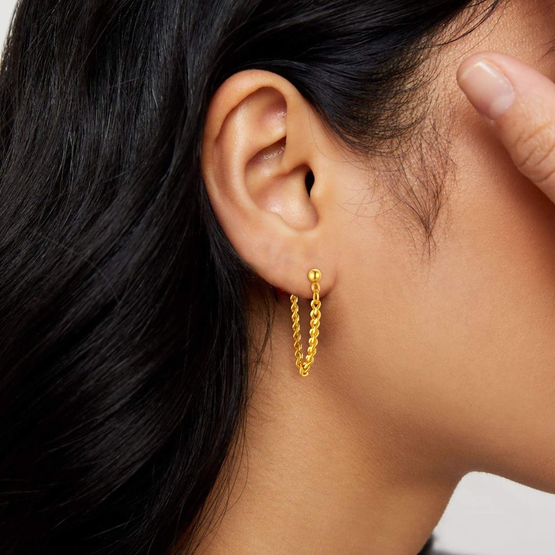 ChainsPro Chain Earrings, Men's, Silver, Ball Earrings, Women's, Round Ball,