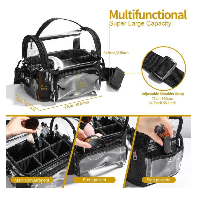 Bolsa Transparente Impermeable Para Cosméticos Color Negro Barbertop