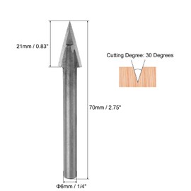 sourcing map 30 Degree V-Groove Router Bit 10mm Dia with 6mm Shank, Alloy Carbide Tipped V Grooving Bit for Marble Jade Woodworking