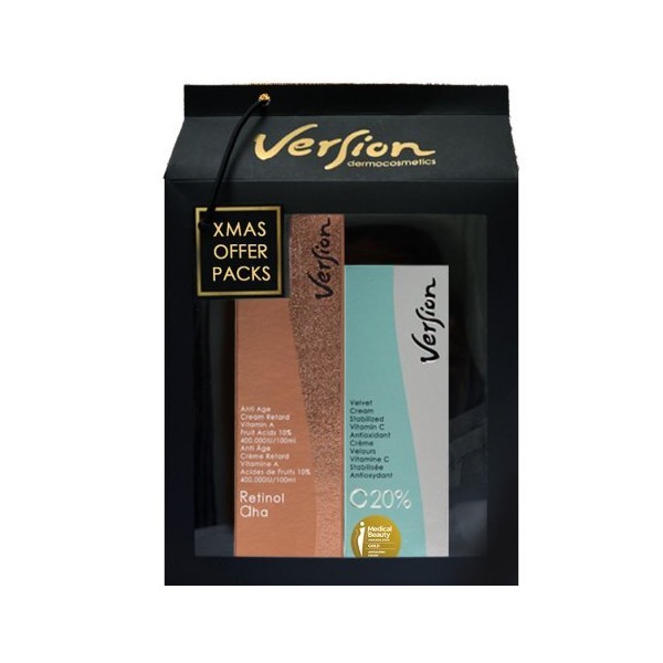 Version Xmas Set Retinol AHA Cream, 50ml & C 20% Cream, 30ml & Handmade Bag, 1pc