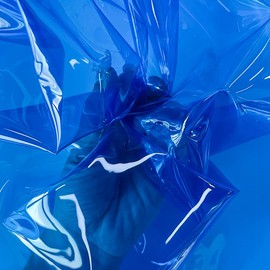 ONEART Blue Transparent Vinyl Fabric 91 x 135 cm, Multi-Purpose 0.3 mm Clear Waterproof TPU Fabric Sold by the Metre for Sewing Crafts and Home Decor