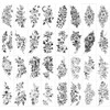 32pcs Black Rose Flower Temporary Tattoo Sticker For Women,Multiple Floral