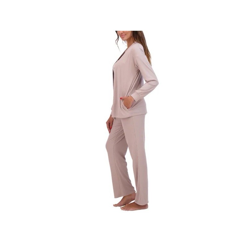 Live2Lounge Womens Tan Pajamas Lounge Set 3-Piece Moisture-Wicki