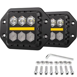 Adzoon Flush Mount LED Pods 5Inch, 8000LM Spot Flood Combo Beam Reverse Backup Lights with DRL, IP68 Waterproof Bumper Lights for Truck ATV UTV SUV Boat