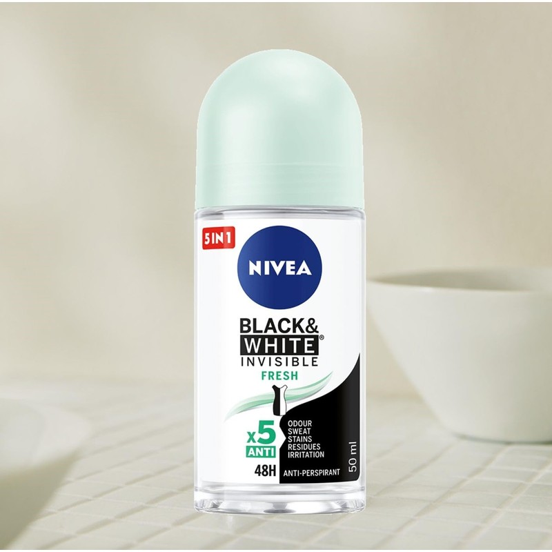 NIVEA Antiperspirant Black & White Invisible Fresh Roll On 50