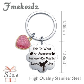 Fmekosdz Taekwon-Do Master Gifts Taekwon-Do Lover Keychain Taekwondo Coach Gifts Karate Keychain Martial Arts Jewelry Taekwondo Teacher Appreciation Keychain Karate Instructor Gifts