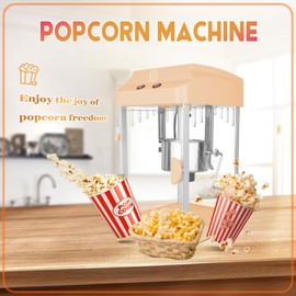 Udorich Inspiring Tabletop Popcorn Machine for Joyful Family Nights, 4 oz Capacity with Stainless Steel Kettle, Orange