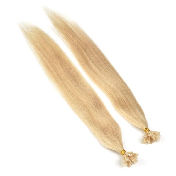 RemyHaar.eu - Bonding Extensions U-Tip 0.5 g Straight 20 Strands Remy Real Hair Extensions - 60 cm 24 Inches, 24# (Medium Blonde)