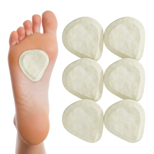 Metatarsal Felt Foot Pad Skived Cut (1/4" Thick) - 6 Pairs (12 Pieces)