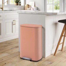 FDW 13 Gallon/50 Liter Trash Can with Lid Step, Fingerprint-Pr - Pink