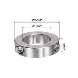 sourcing map Double Split Clamp-On Shaft Collar for 1-1/2" Shaft, Two-Piece Clamping Collar, 2-3/8" OD, 9/16" Width, 304 Stainless Steel Axle Collar Clamp, Set Screw Style
