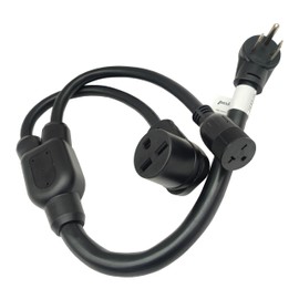 Parkworld 65177 3-Prong Industrial Splitter Cord, NEMA 6-50P to 6-30R and 6-20R (T-Blade Also for 6-15R) 3FT