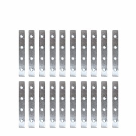 SUL 100mm Mild Steel Mending Plates Heavy Duty Straight Repair Joining Flat Mending Corner Brace Straight Plates Metal Brackets with Screws for Repairing, Fixing, Joining Furniture (20 PK)