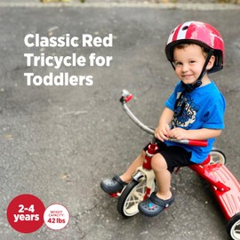 Radio Flyer Classic 10 Inch Toddler Tricycle with Rubber Tires and Steel Frame, Red