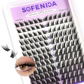 SOFENIDA Fox Eye Lash Clusters Wispy Cluster Eyelash Extensions 10-16MM Cluster Lashes C Curl Eyelash Cluster Left&Right DIY Lash Extension Soft Cat Eye Lash Cluster