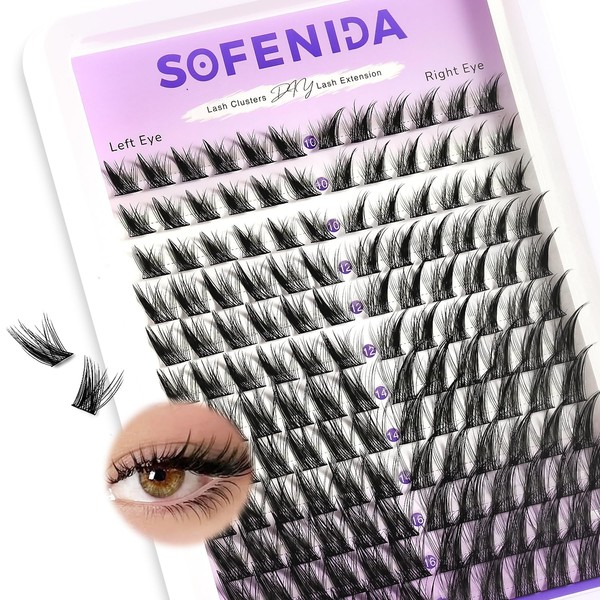 SOFENIDA Fox Eye Lash Clusters Wispy Cluster Eyelash Extensions 10-16MM