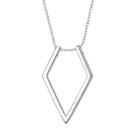 Niaspi Geometric Ring Holder Necklace for Women Girls Titanium Steel Open Rhombus Pendant Ring Keeper Pendnat Necklace Wedding Engagement Anniversary Jewelry Gifts(Silver)