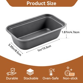 PIEMEET 6 Pack Mini Loaf Pan, Carbon Steel Baking Bread Pan, 6.1 x 32.5 x 1.87 In Small Banana Bread Tins, Non-Stick Meatloaf Pans for Oven and Baking (Black)