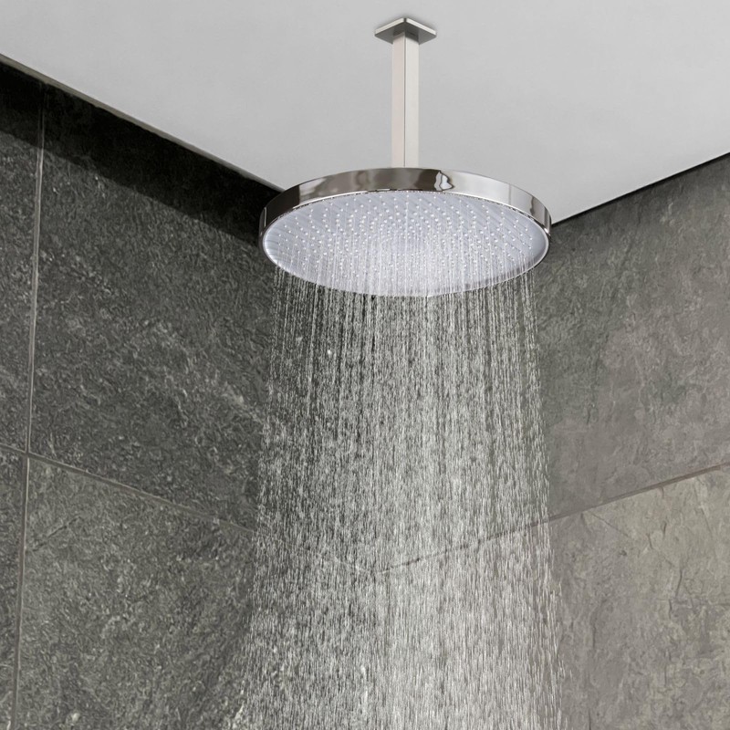 Voolan Shower Arm with Flange, Ceiling Mounted Fixed Shower Pipe,
