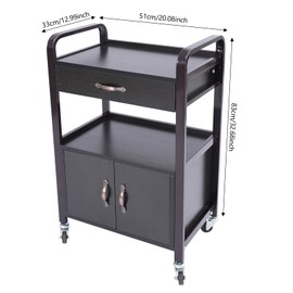 HAPPCUCOE Salon Cart,Salon Storage Cart with Drawers, 4 Wheels and Handles, Movable Beauty Organizer, Salon Trolley for Beauty Salons, Barber Shops, Nail Salons, Spas (Black)