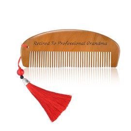 Engraved Wooden Hair Combs for Grandma Nana Birthday Retirement Gifts from Grandkids, Funny Retired Grandma Gift Natural Wood Comb with Red Tassel for Granny Grandmother Christmas Xmas Gift
