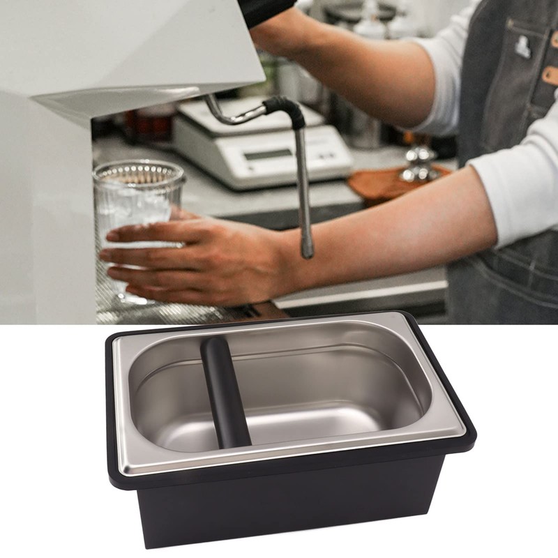 Tgoon Coffee Knock Box, Rubber Coffee Box with Removable Stainless