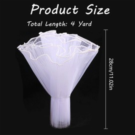 4 Yard Bouquet Wrapping Paper, Pearl Edge Flower Wrapping Paper, 28cm Wide Wrinkled Wavy Mesh Yarn for Christmas Wedding Birthday Flower Bouquet Gift Packaging (White)