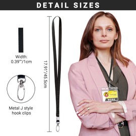 Segarty Lanyards for ID Badges, 100pcs Bulk Black Key Name Card Neck Badge Lanyard Nylon Strap with Swivel Clasps Hooks Clips for Adults Kids Office School Teachers Students Cruise Employees, Black Lanyard, 100 PACK