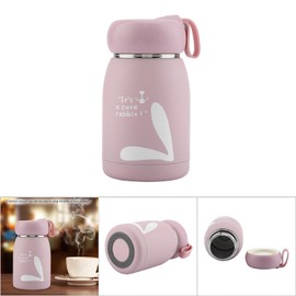 Taza Termo de Acero Inoxidable Botella de Vacío con Taza de Vacío de 320 Ml, Mini Botella de Agua Taza de Vacío Liviana y Portátil, para Viajes para Picnic (PINK)