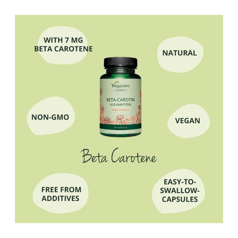 Beta Carotene Vegavero® | 180 Capsules | Tan Accelerator |