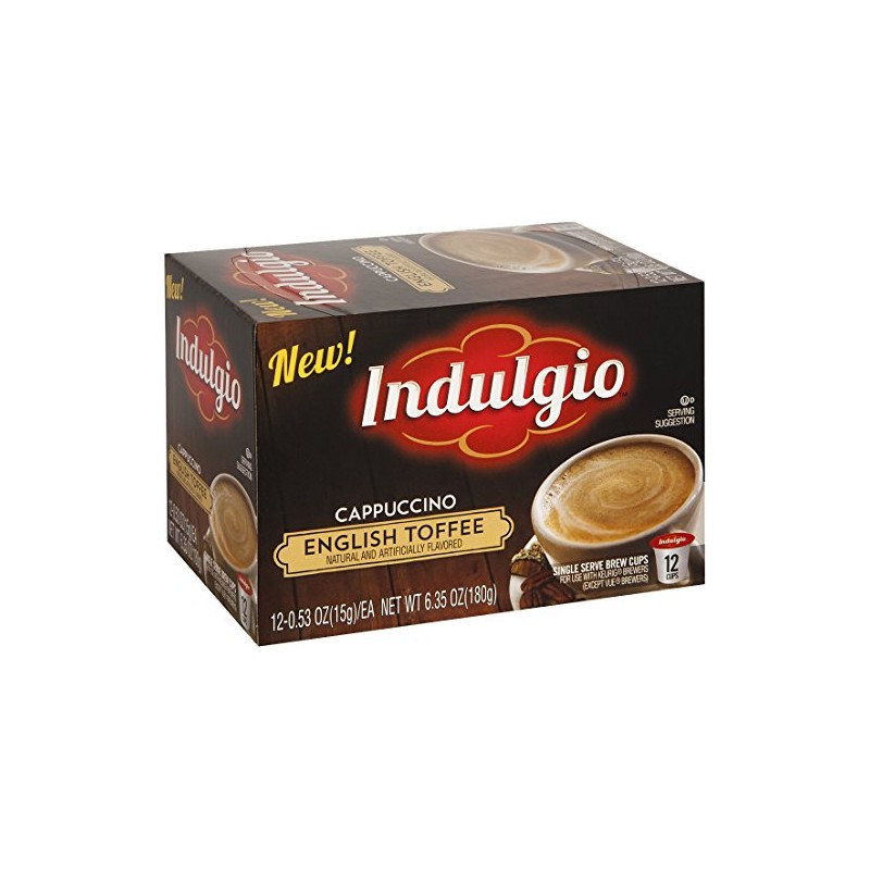 Indulgio Cappuccino, English Toffee, 12-Count Single Serve Cup for Keurig