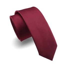 RBOCOTT 2.4" Burgundy Skinny Tie for Men Silk Wedding Business Slim Necktie(10)
