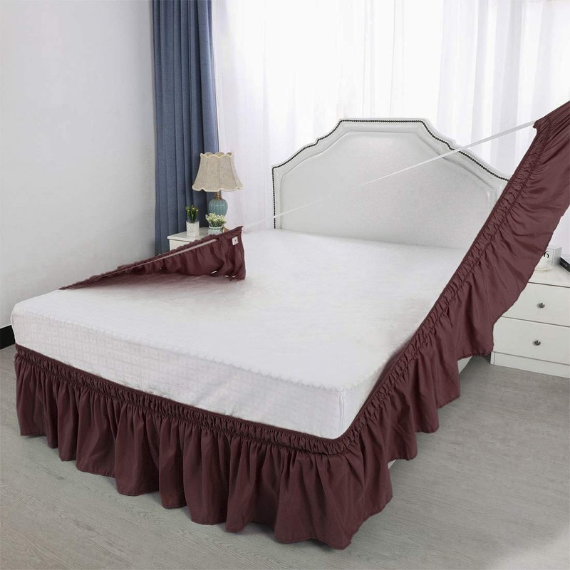 PiccoCasa Elasticated Bed Skirt Ruffled Bed Base Wrap Around Bed