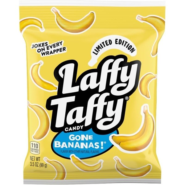 Laffy Taffy Mini Bar Bag, Banana, Chewy Taffy Candy, 3.5
