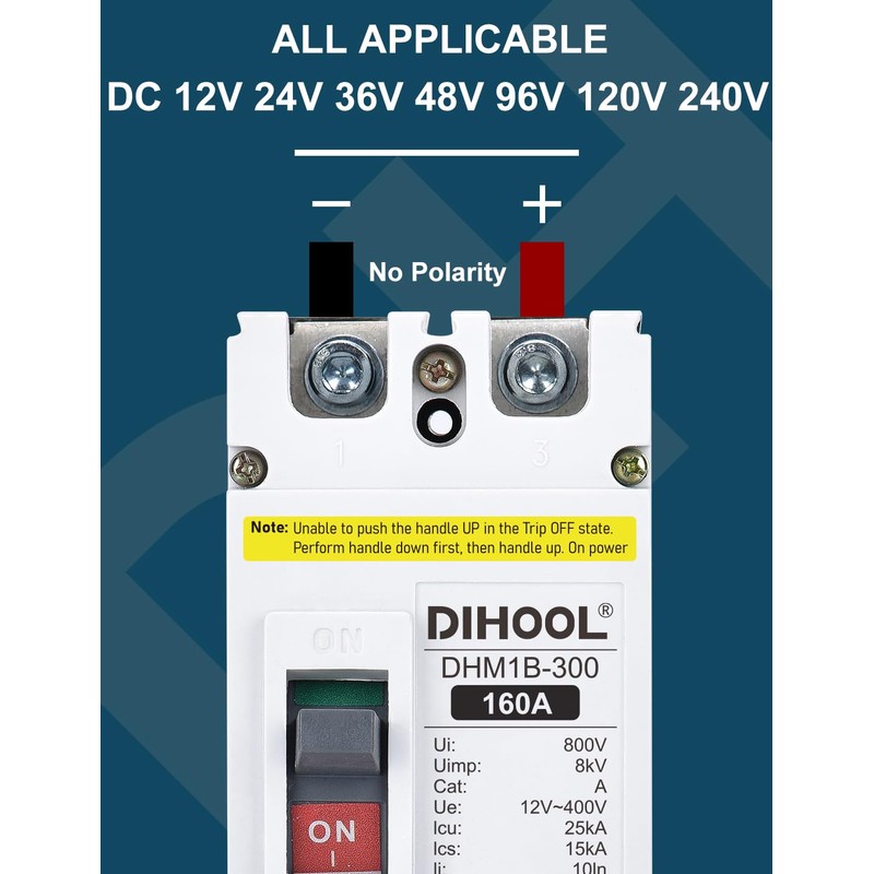 DIHOOL Main 160 Amp DC Circuit Breaker, 500V Battery Disconnect