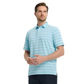 M MAELREG Golf Dry Fit Polo Shirts for Men Casual Collared Moisture Wicking Stylish Striped Golf Shirts for Men