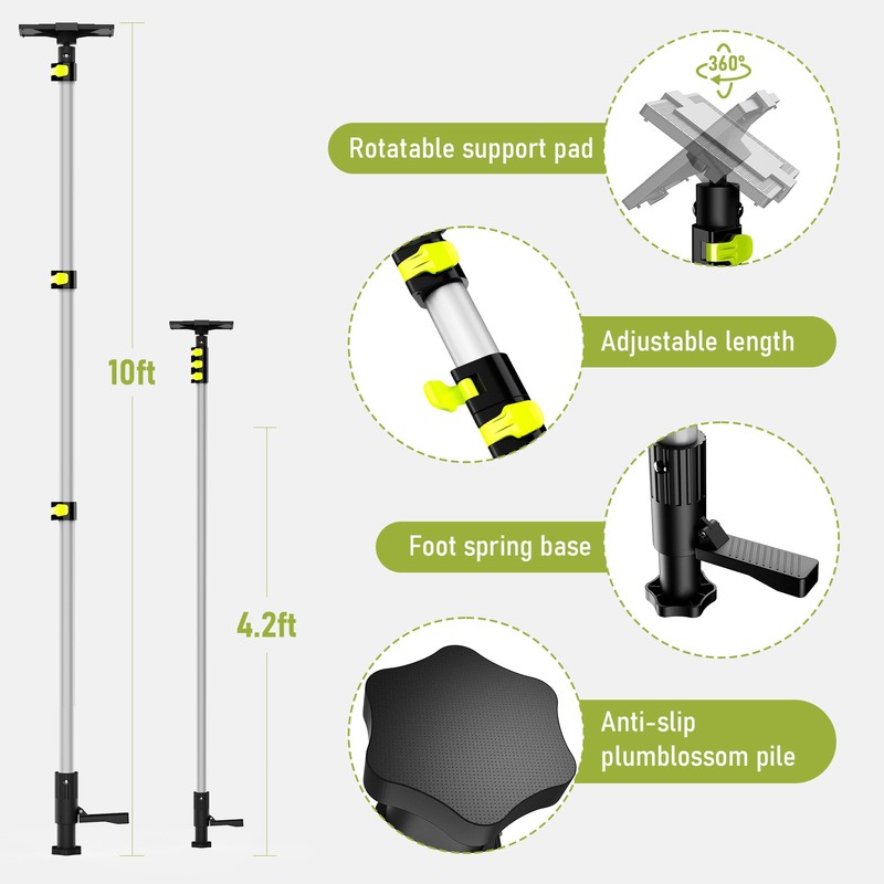 Dust Barrier Poles 4 Pack,Zipper Wall Poles Kit Aluminum Alloy
