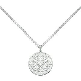 Vinani 2ALF-F500 Mandala Yantra Yoga Pendant Shiny with Fiorentina Chain Sterling Silver 925 Chain Italy, Sterling Silver, No Gemstone