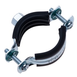 47-52 mm Pipe Clamp with Black Rubber Lining, Two-Part Pipe Clip with M8 Female Threaded Wall Mount, Pipe Support, Split Ring Hanger, Adjustable Pipe Bracket (Pack of 2)