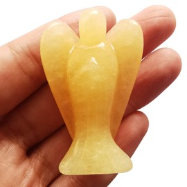 Lovionus89 Natural Ice Yellow Jade Guardian Angel Statue, Hand Carved Stone Healing Crystal Bag Figures Decoration, 5 cm