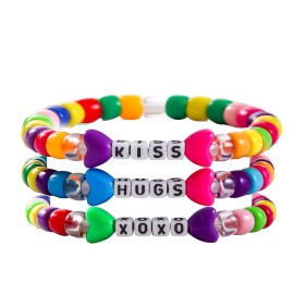 Gifts for Couples, Funny Colorful Polymer Clay Beads Bracelet Stack Surfer Heish