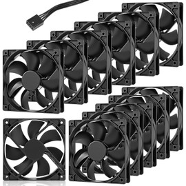 Glooglitter 12 Pack 120 mm Computer Case Fans 3000 RPM High Performance Cooling 3 Pin 12v Double Ball Bearings Black Low Noise Long Lifespan Computer Cooling Fan for PC Cases, CPU Coolers, Radiators