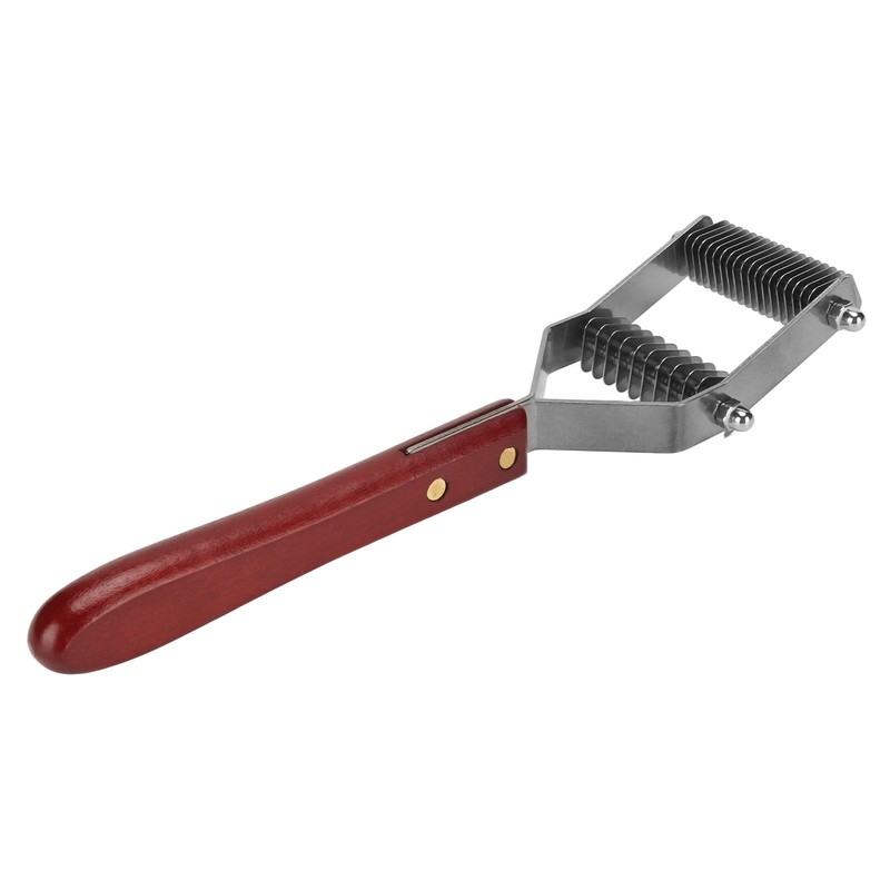 Pet Dematting Comb 2 Rows Stainless Steel Blades Wooden Handle