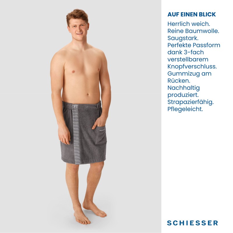 Schiesser Rome Sauna Kilt for Men Made of Absorbent Terry