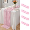 4 Pack Light Pink Cheesecloth Table Runner 10Ft, Boho Table