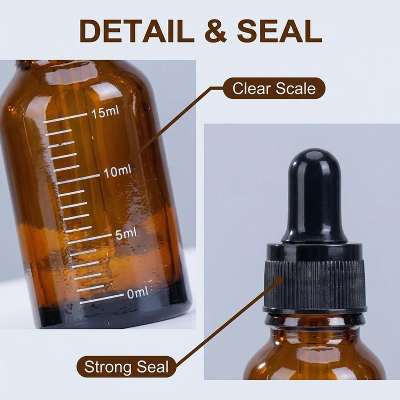 3 Pcs 15ml 0.5oz Empty Refillable Amber Glass Graduated Dropper