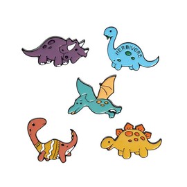 Cartoon Dinosaur Enamel Pins Stegosaurus Pterosauria Brooches for Kids Friends Jurassic Animal Badges Bag Lapel Pin Jewelry Accessories Gift